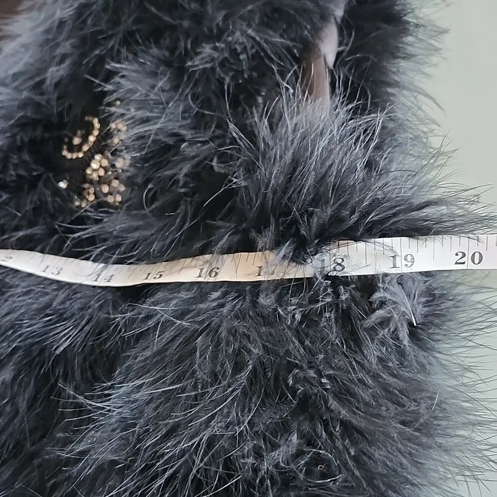 Ambre Babzoe 100%Turkey  Down Jeweled Feathered Mob Wife Witchy Avant Garde Vest
